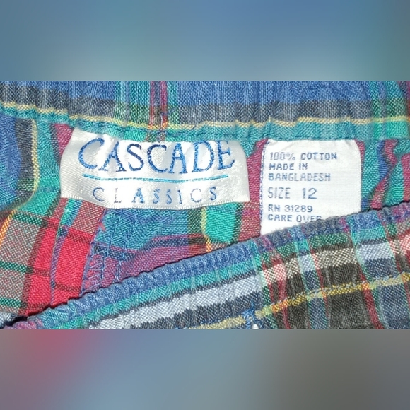 Cascade Classics Pretty Plaid Ladies Cotton Shorts Sz. 12 - Picture 3 of 3